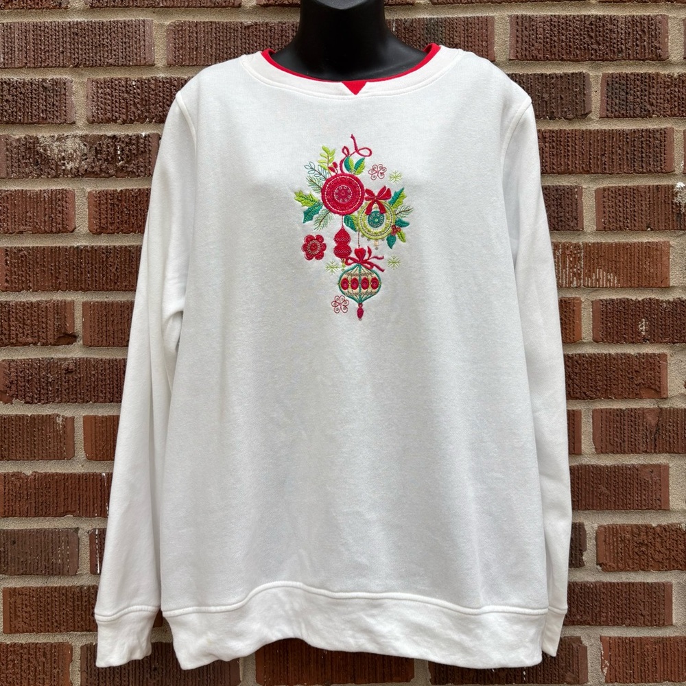 Bua Bua Size Large Christmas Holy sweatshirt White Red cotton blend